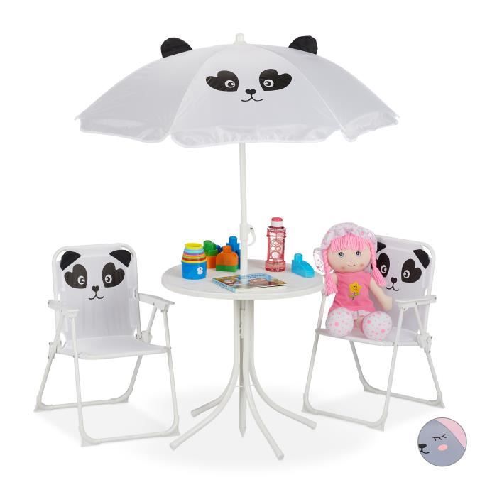 Relaxdays Ensemble chaise table de camping , Chaise enfants avec abat-jour, pliable et table, choix de couleurs - 4052025916046