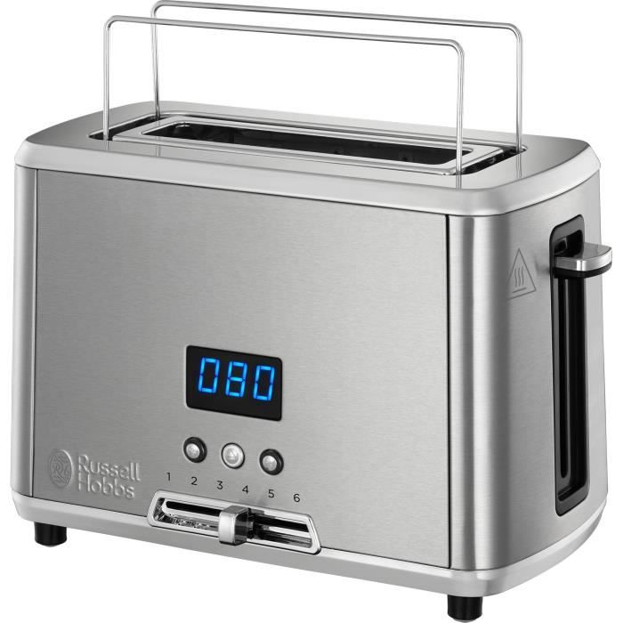RUSSELL HOBBS 24200-56 Toaster Grille-Pain Compact Home, Température Ajustable, Rapide, Chauffe Viennoiserie - Inox