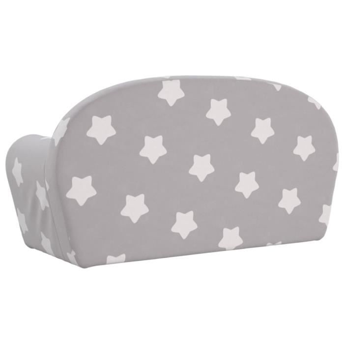 Drfeify Canapé pour enfants à 2 places Gris clair étoiles Peluche douce