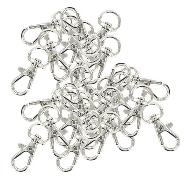 rosenice 50/ pi/èces anneau de porte-cl/és avec cha/îne en m/étal pour cl/é couleur de nickel