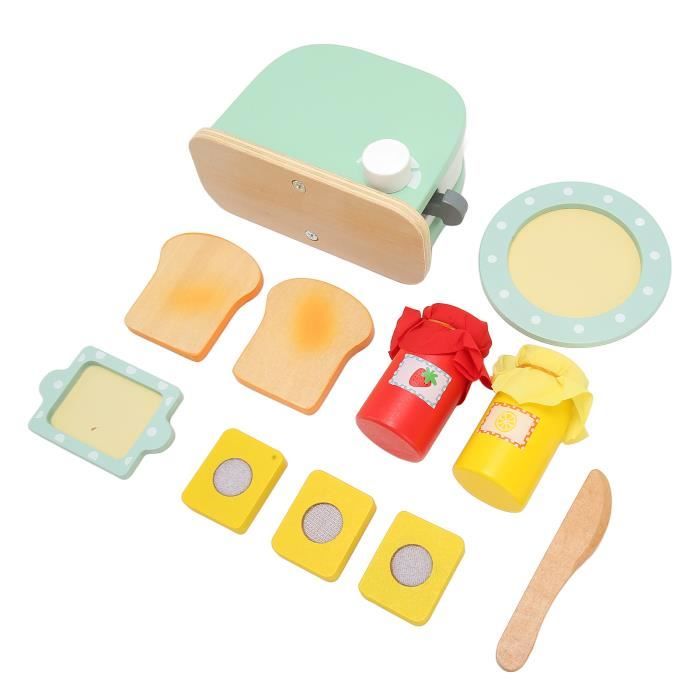 Sonew Toaster Toy Set, Solidwood High Safety Kids Toaster Toy for Education loisirs parure