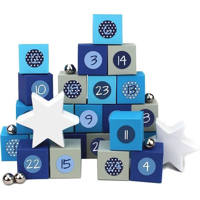 Calendrier De L'Avent 24 Boîtes à Remplir Soi-Même - Design Doré Moderne - Environ 6x7cm