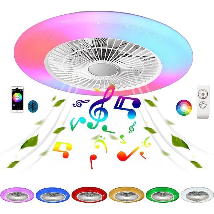 Plafonnier LED TEMPSA RGB 60W - Musique Bluetooth Et Haut-Parleur Intégré - 102 LED