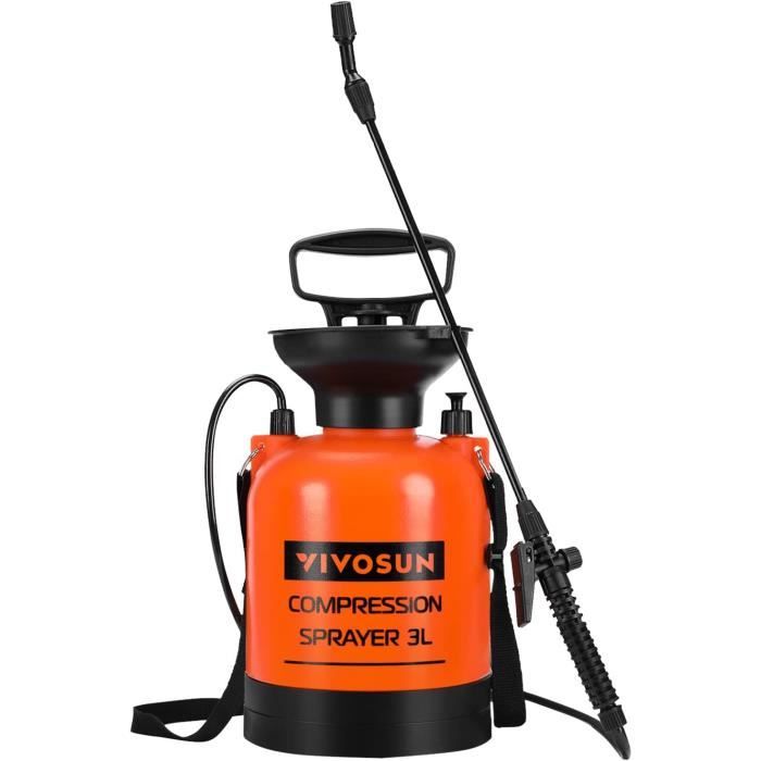 VIVOSUN Pulvérisateur à Pression 3L, Pulvérisateur à Pompe avec buse d