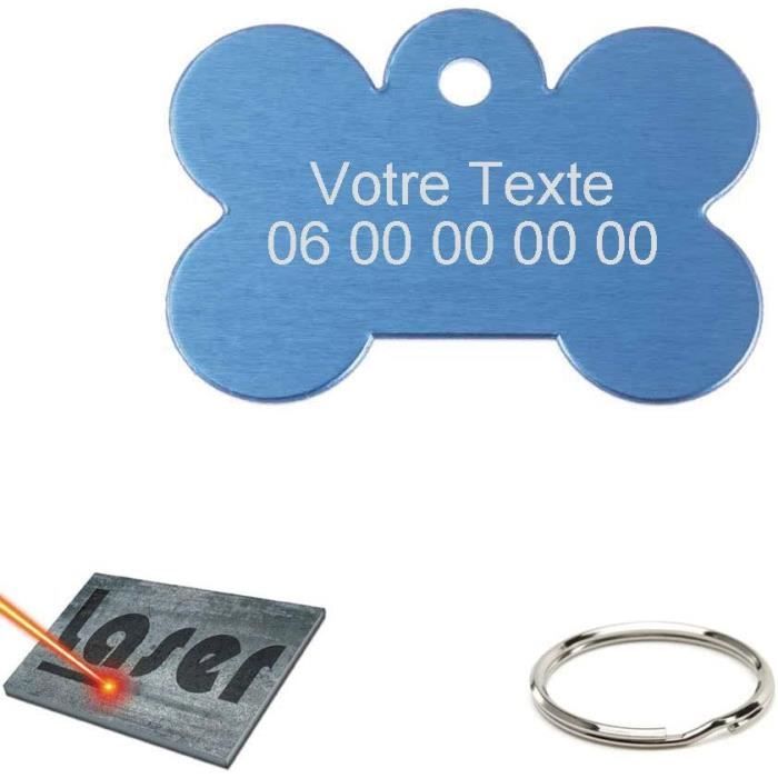 MEDAILLE ALUMINIUM OS VERT - CHIEN ET CHAT TAGGEE