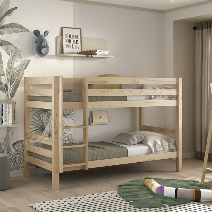 Lit superposé enfant en bois massif naturel 90x200 cm - LT2041 - Bois naturel - Terre de Nuit Lit superposé enfant en bois massif naturel 90x200 cm - LT2041 - Bois naturel - Terre de Nuit