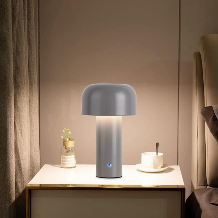Starnearby Lampe De Table LED Pot De Fleurs, Lampe De Chevet Rechargeable Sans Fil Lampe Champignon Tactile Dimmable Avec 3 Modes De Luminosite Lampe De Bureau Decorative Retro - 11