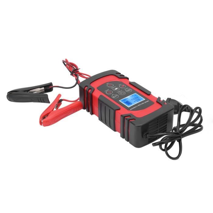 Chargeur Intelligent écran LCD Chargeur Batterie Intelligent 12V - Écran LCD - Prise UE 220V - Pour Voiture, Moto, Tondeuse - Protection Multiple Chargeur Entretien Batterie