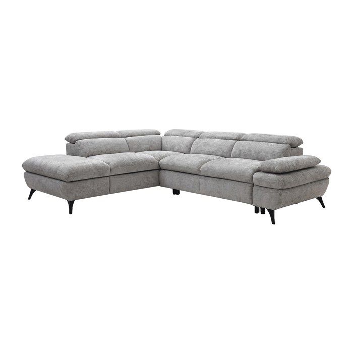 Canapé dangle gauche convertible avec dossier méridienne en tissu texturé gris SURDELI