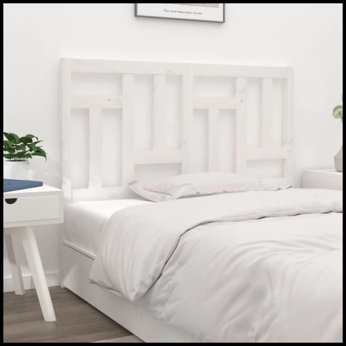 Tête De Lit En Pin Massif Blanc – 155,5 X 100 Cm | Design élégant Et Rustique, Soutien Confortable, Pour Chambre Adulte Ou D’amis