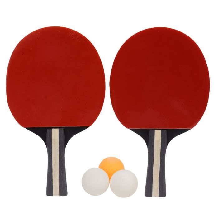 VGEBY pagaie et balle de ping-pong Pingpong Paddle Ball Set 2 Pcs Raquettes  De Tennis De Table 3 Pcs Balles Bois Caoutchouc Doux