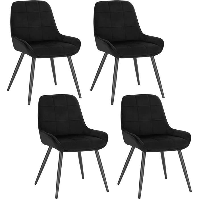 WOLTU Chaises de Salle à Manger Lot de 4 Chaises Relaxantes en Velours Ergonomiques avec Dossier Noir BH331sz-4
