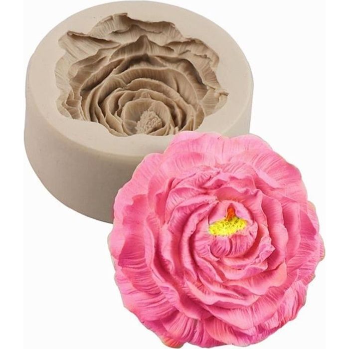 Moule Bougie 3D Pivoine Pivoine Fleur Silicone Moule Fleur Forme Savon Moule Bougie Moule À La Main Savon Moule DIY Plâtre Moule Décor À La Maison Moules Pour Bougies