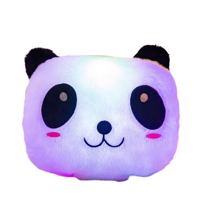 jouet en peluche oreiller panda lumineux - poupée veilleuse en violet type2