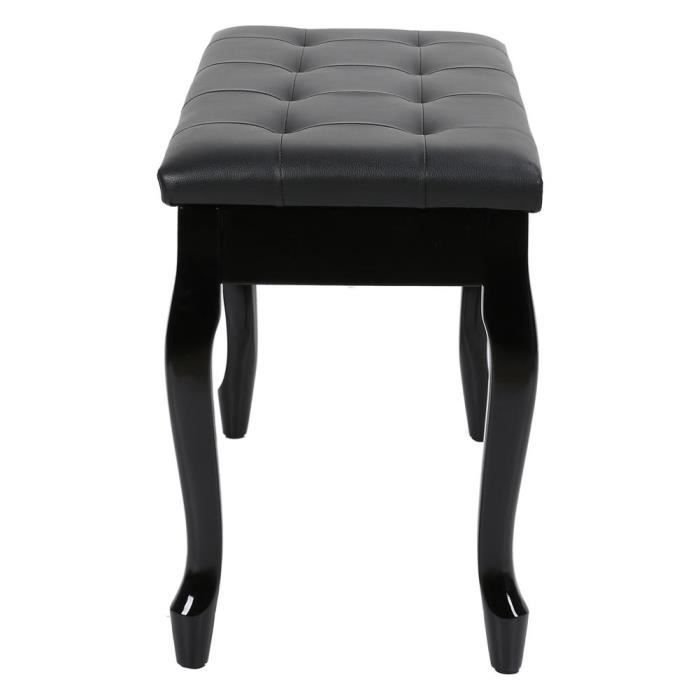 Banc De Piano Réglable En Cuir PU Blanc - 10 Boutons, Rangement Et Pieds Courbés Bois Massif