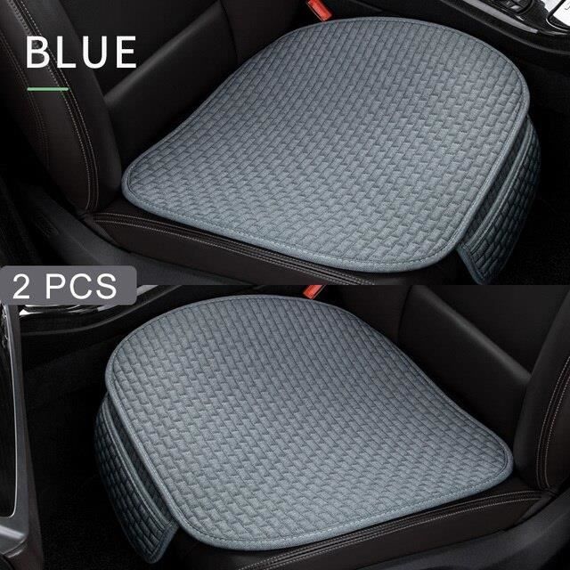 COUVRE SIEGE,2PCS blue-front--housse de protection pour siège de voiture, tapis de coussin de siège avant et arrière, Imitation lin,