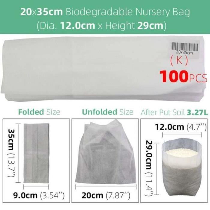HEIBTENY - 100 Sacs De Croissance Pour Plantes | Sacs De Culture épais Et Réutilisables - Pots De Jardin Pratiques Pour Fruits, Légumes Et Fleurs