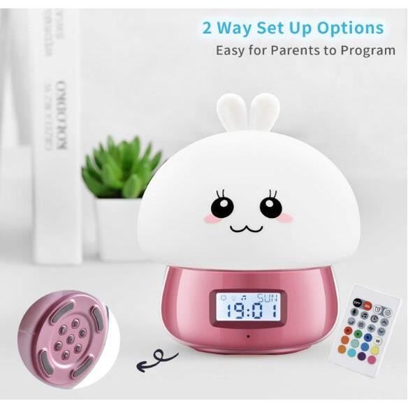 Reveil Enfant Fille Lapin Veilleuse Enfant Horloge Digitale Educatif Rose Pour Bebe Double Cloche 11 Sons 7 Couleurs Afficher Cdiscount Puericulture Eveil Bebe
