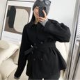 Trench-Coat pour Femme avec Ceinture Manteau Coupe-Vent à Double Boutonnage courte-1