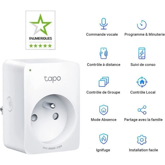 Tapo Prise Connectée WiFi, Suivi de consommation, 16A Type E, compatible  avec Alexa et Google Home, Contrôler le radiateur, le chauffage, Économie