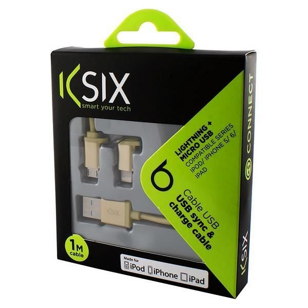 Câble USB-C vers Lightning certifié MFi Apple métallisé tressé Charge/sync ( 2M), Noir