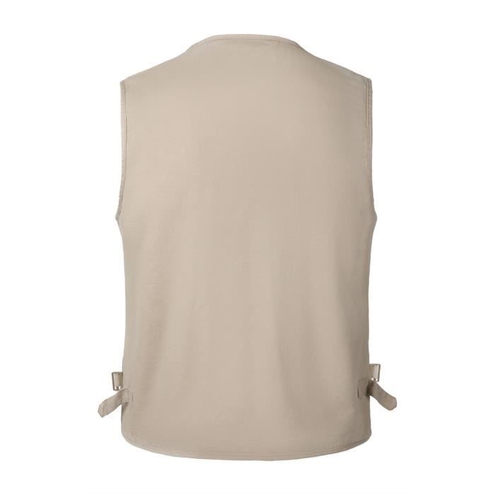 Importé - Giletl Homme En Mailles Multi-Poches Avec sac Sans Manches