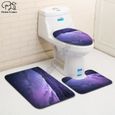 Abattant Wc,Galaxy motif drôle 3D imprimé salle de bain piédestal tapis couvercle toilette couverture bain tapis ensemble - Type 3-2