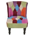 2PCS Fauteuil Chaise style France design patchwork multi couleur moderne pour Chambre Salon Confort Durable-2