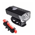 1pc éclairage vélo LED vélo avant + arrière Lampe frontale Jeu d'éclairage VTT vélo Feux arrière à vélo Lampe de poche-2