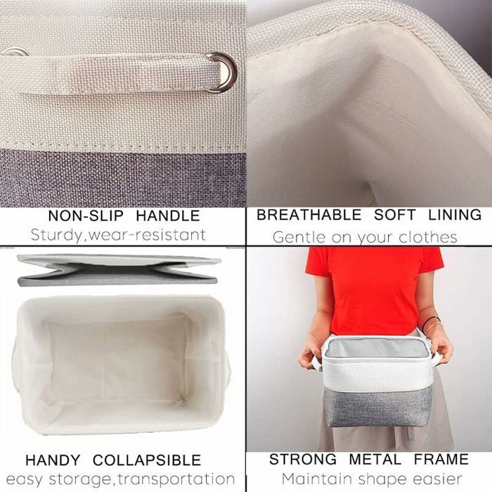 Lot De 3 Boîtes De Rangement En Tissu Avec Poignées - 20x16x14cm - Étanches Pliables - Cosmétiques Salle De Bain