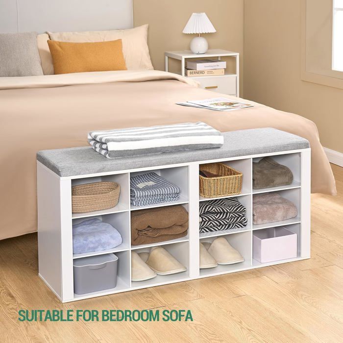 Meuble à Chaussures - Avec Siège - Avec 3 Portes - Avec Rangement Sous Siege Gris 97621778