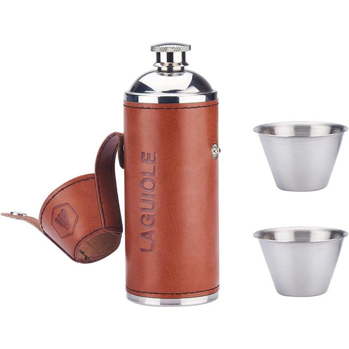 Lot De 2 Petites Flasques En Acier Inoxydable 200 Ml - Design Plat, Bouchon Attaché - Parfaites Pour Randonnée, Poche De Veste
