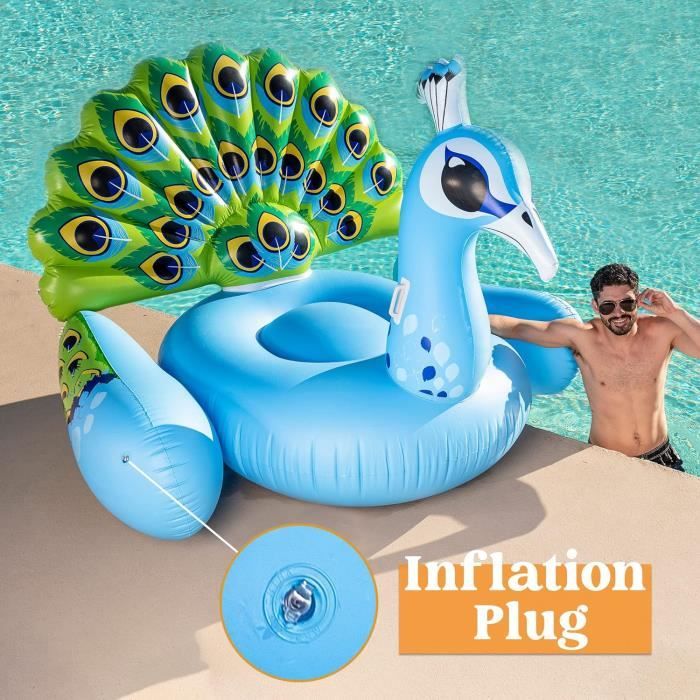 Gonflable Géant Paon - Flotteur Chaise Longue 140 Cm - Pour Piscine, Lagon - PVC