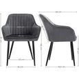 SONGMICS Chaise de salle à manger, 62,5 x 60 x 85 cm, pieds en métal, revêtement en velours, charge 110 kg, Gris LDC087G01-3