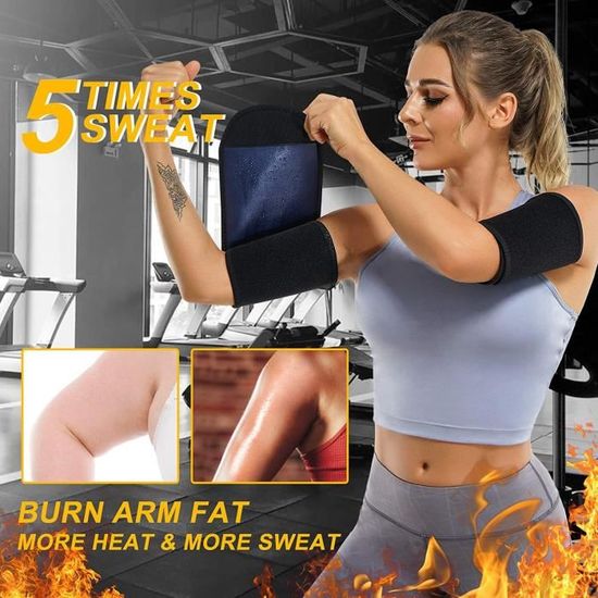 Brassards De Sudation Argent L/XL - Bandes Amincissantes Pour Bras, Effet Sauna, Compression Élastique Anti-Transpiration Pour Sport Et Fitness Femme