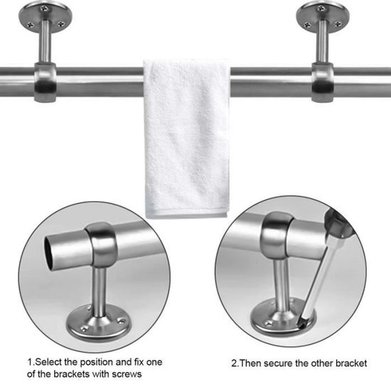 acier inoxydable support tringle penderie support barre penderie avec vis et tuyaux dexpansion pour armoire de rideau de douche gesh 2 pieces support de tringle a rideau ameublement et decoration decoration de