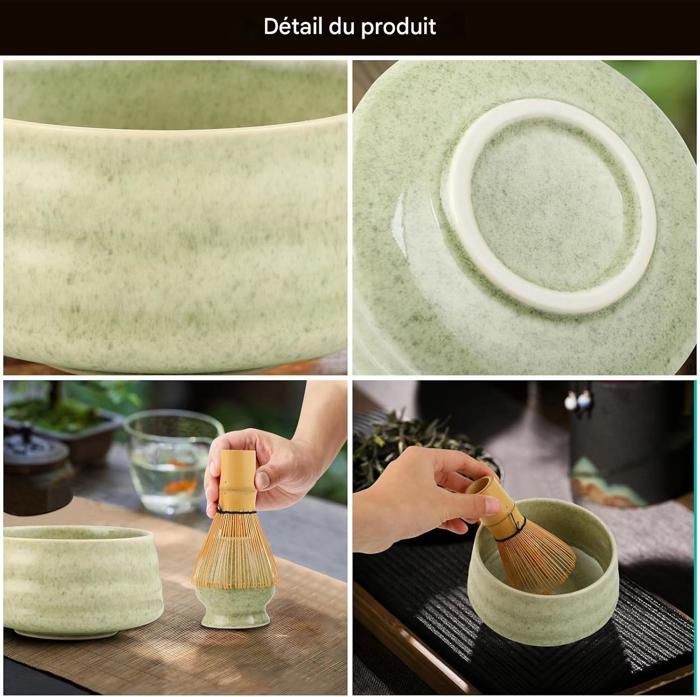 Kit Matcha 7 Pièces – Bol, Fouet En Bambou, Tamis, Cuillère Et Support – Cadeau Idéal Pour Cérémonie Du Thé Traditionnelle