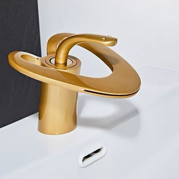 Robinet De Salle De Bain Noir, Cascade Dorée, Une Poignée, 1