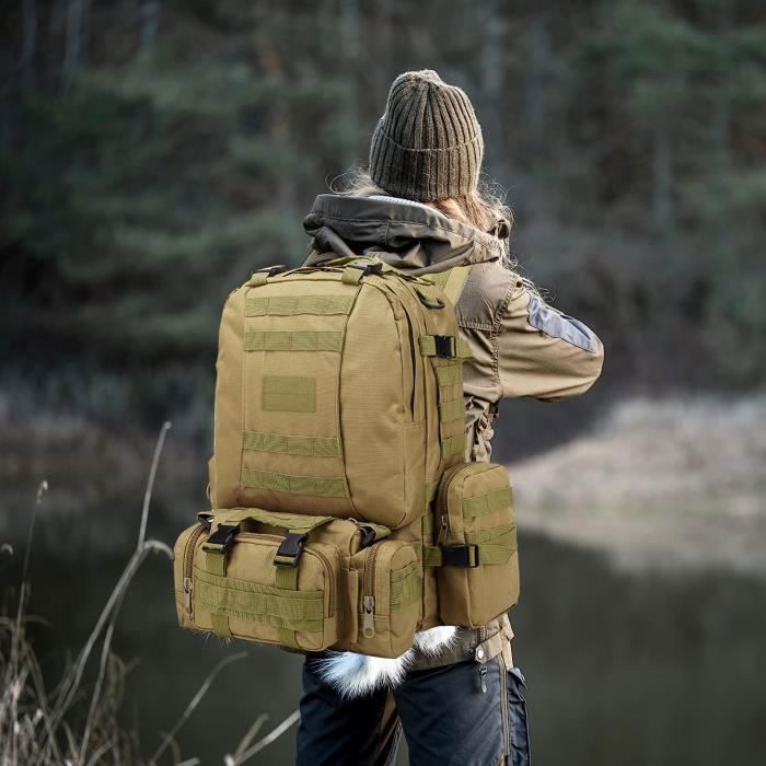 Sac à dos Tactique 50L Type Militaire Voyage Randonnée Trekking