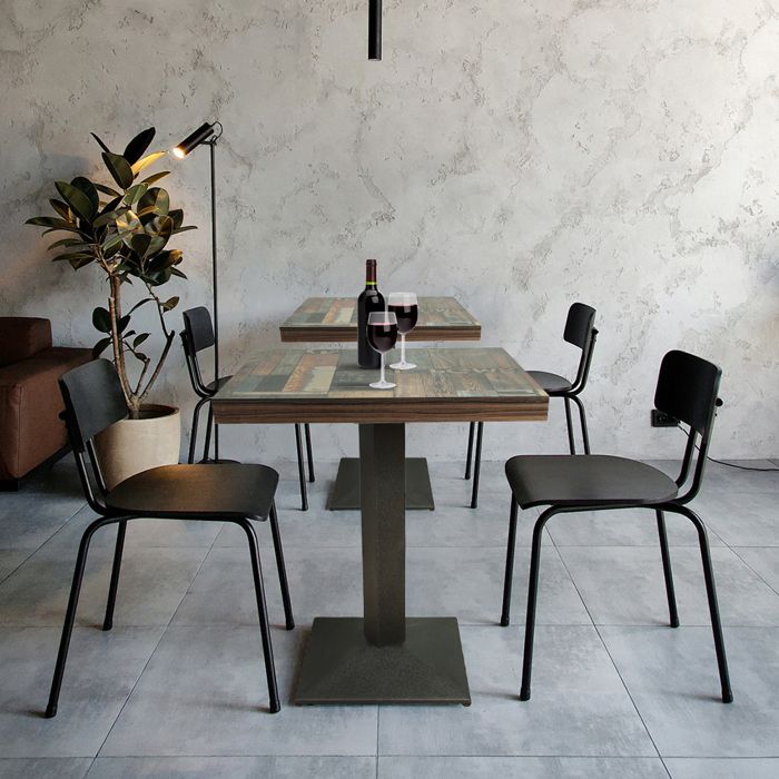 SUPFINE Table Carrée Rétro Style Industriel - Motif Horloge Rétro - 60*60*75cm - Table de Salle