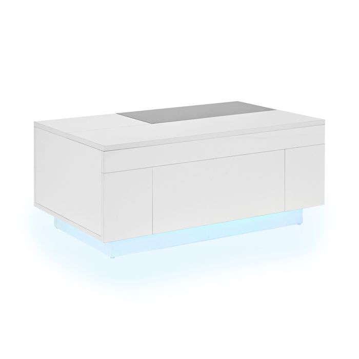 Table basse brillante-SEYAKANY-design plateau extensible-avec rangement ...