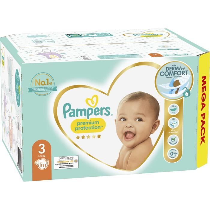 Couches Pampers Premium Protection Taille 3 - 111 Couches - Cdiscount  Puériculture & Eveil bébé