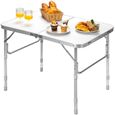 DREAMADE Table Pliante Camping, Table de Jardin Portable en Aluminium à Hauteur Réglable, Table Extérieur pour Barbecue&Pique-Nique-0