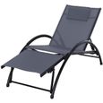 Chaise longue - OUTSUNNY - Bain de Soleil transat design contemporain - Aluminium - Gris-0