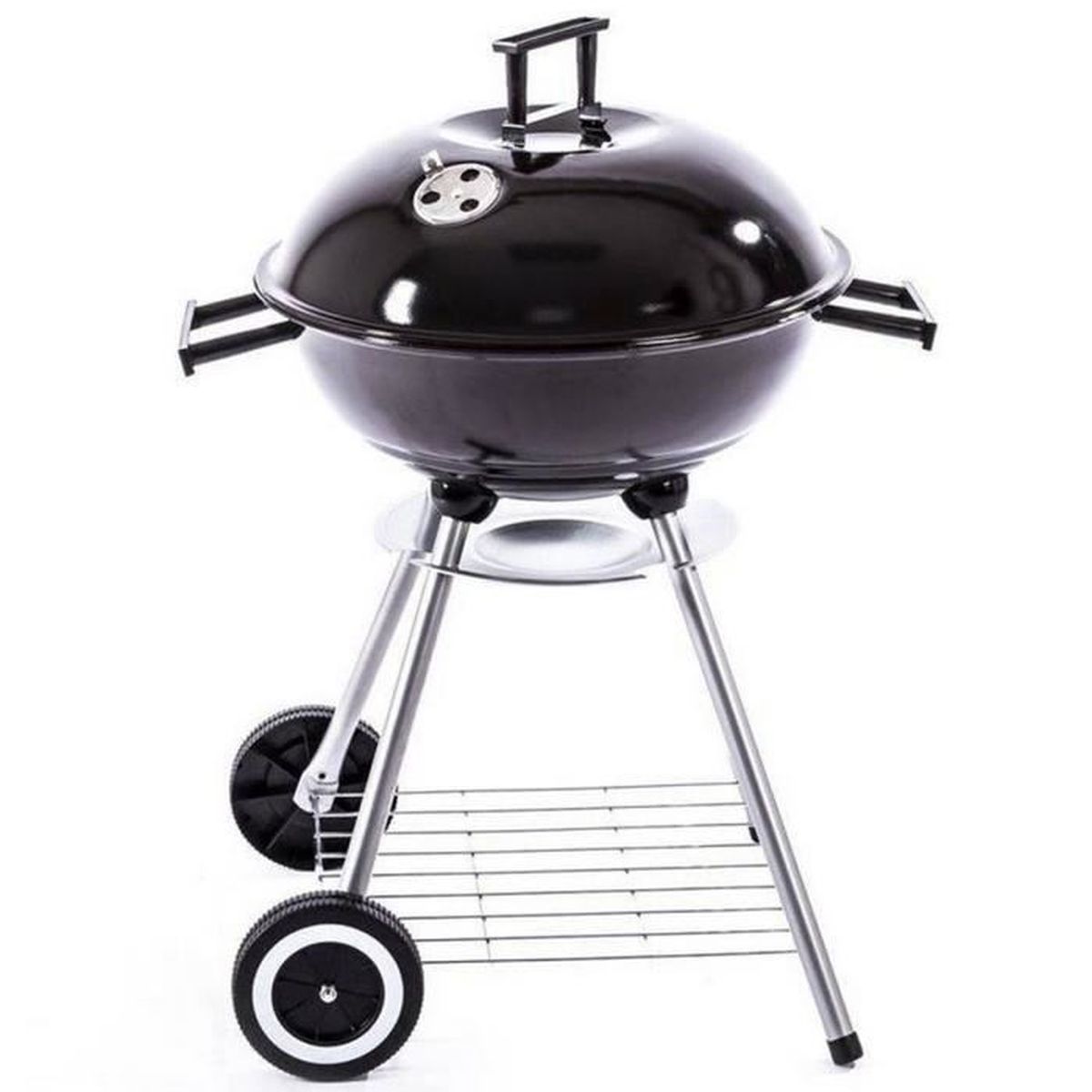 Barbecue à charbon de Bois Ø 44cm Couvercle 2 roues   2 support 2 pieds ...