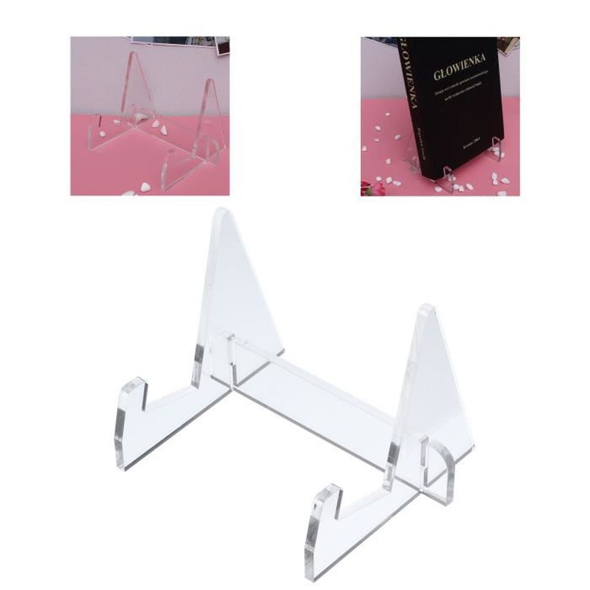 Acrylique Bookends Livre Display Standend Bookend Stand de bureau Porte