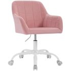 WOLTU Chaise de Bureau Pivotante, Chaise Coiffeuse, Réglable en Hauteur, Rembourré en Velours, Rose+Blanc W0ATT0637