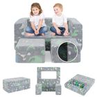 COSTWAY Canapé Modulaire Phosphorescent pour 2 Enfants Pliable 3 en 1, Housse en Flanelle Amovible 100 x 50,5 x 40 cm, Gris