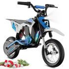 Moto Electrique Enfants EVERCROSS TECH EV12MP-Moteur 300W, 3 Modes de Vitesse,15 KM, Pneu 12'', Musique Bluetooth Cadeau Bleu