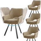 WAFTING Lot de 4 Chaises de Salle à Manger, Fauteuil Pivotantes avec Accoudoirs, Rembourrées avec Dossier en Velours,Marron